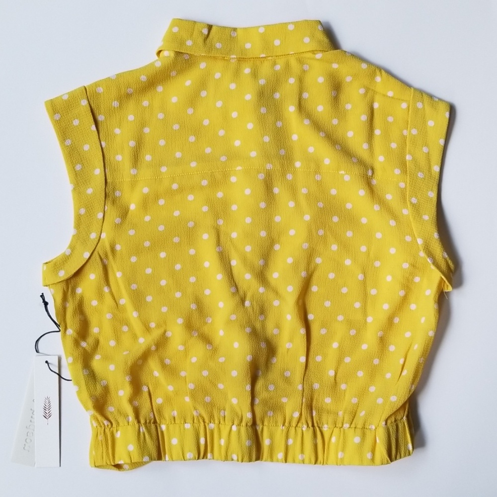 June & Hudson yellow polka dot front knot blouse - Picture 7 of 7